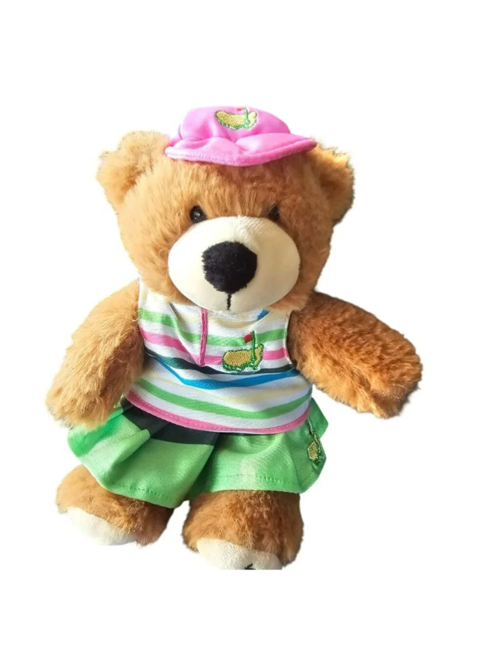 2025 Masters Golf Commemorative Bear With Pink Hat & Green Outfit - Plush 10